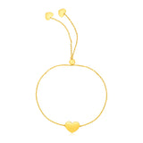 14k Yellow Gold Adjustable Heart Bracelet (0.90 mm)