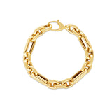 14k Yellow Gold Italian Alternating Paperclip Oval Links Bracelet (9.30 mm)