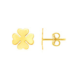 14K Yellow Gold Four Leaf Clover Earrings(10mm)