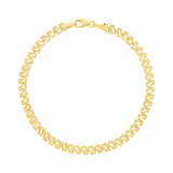 14k Yellow Gold High Polish Textured Fancy Chain Bracelet  (4.00 mm)