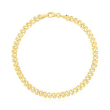 14k Yellow Gold High Polish Textured Fancy Chain Bracelet (4mm)