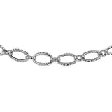 Textured Oval Link Bracelet in 14k White Gold (8.60 mm)