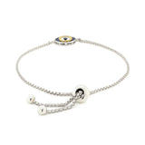 Sterling Silver Adjustable Two Toned Enameled Evil Eye Friendship Bracelet