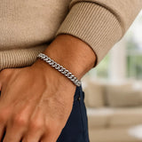 14k White Gold Classic Miami Cuban Solid Bracelet (5.00 mm)
