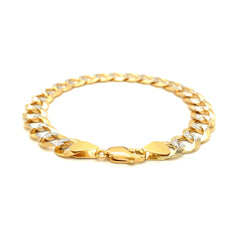 14k Two Tone Gold Pave Curb Bracelet (9.70 mm)