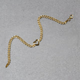 14k Yellow Gold 7 inch Curb Chain Bracelet with Heart