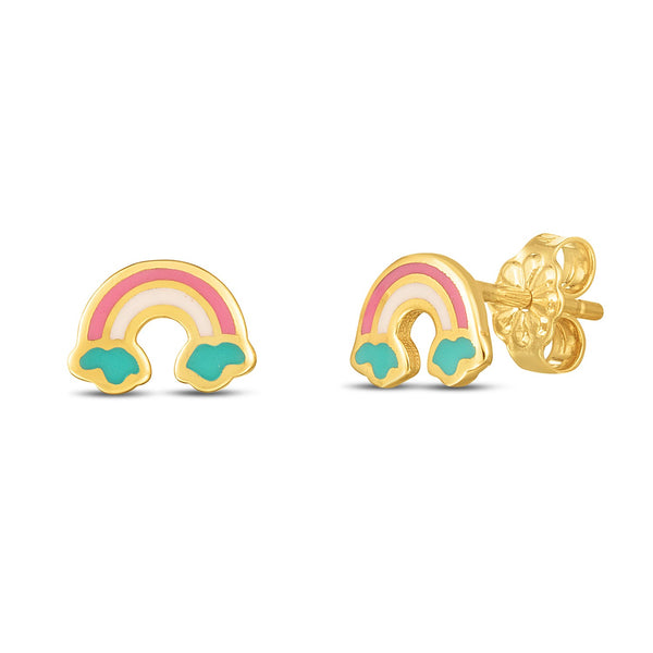 14k Yellow Gold Rainbow Studs