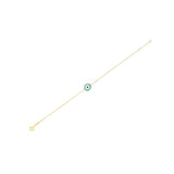 14k Yellow Gold Blue Evil Eye Bracelet