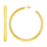 14k Yellow Gold Polished Hoop Earrings(4x50mm)