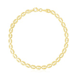 14k Yellow Gold High Polish Textured Puffed Oval Link Bracelet (3.8mm)