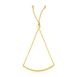 14k Yellow Gold Smooth Curved Bar Lariat Design Bracelet