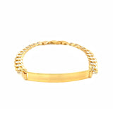 14k Two Tone Gold 8 1/2 inch Mens Narrow Curb Chain ID Bracelet with White Pave