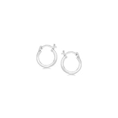 Sterling Silver Rhodium Plated Thin and Small Polished Hoop Earrings (2x10mm)