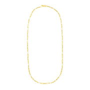 14k Yellow Gold Paperclip Chain and Pearl Necklace
