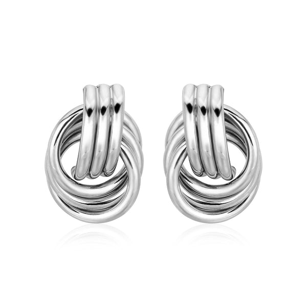 Polished Love Knot Earrings with Interlocking Rings in Sterling Silver(15mm)