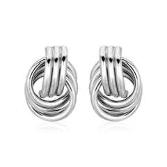 Polished Love Knot Earrings with Interlocking Rings in Sterling Silver(15mm)