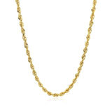 14K Yellow Gold Hollow Diamond Cut Rope Chain (3.2 mm)
