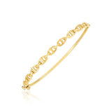 14k Yellow Gold High Polish Puffed Mariner Link Bangle (4.6mm)