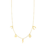 14K Yellow Gold Necklace with Polished Charms