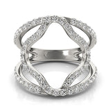 14k White Gold Diamond Flower Style Dual Band Ring (5/8 cttw)