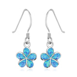 Sterling Silver Flower Dangle Earrings with Opal