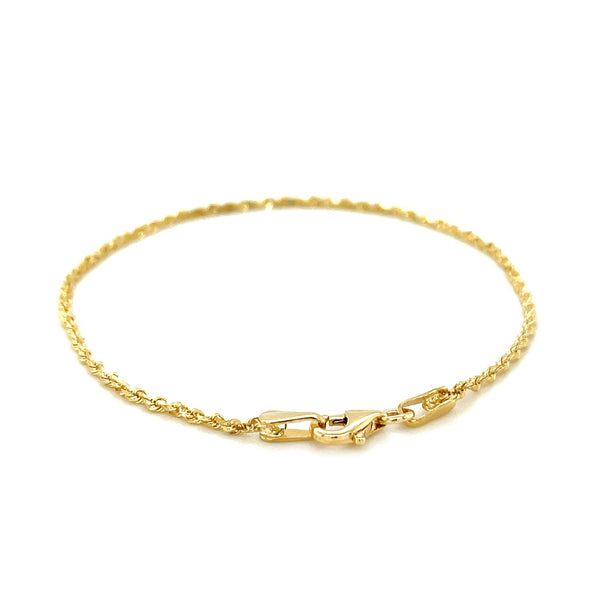 10k Yellow Gold Solid Diamond Cut Rope Bracelet (1.60 mm)