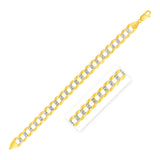 11.23 mm 14k Two Tone Gold Pave Curb Bracelet