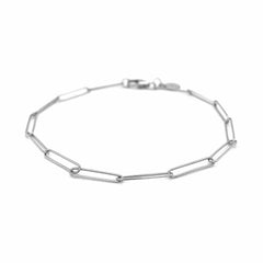 14k White Gold Wire Paperclip Bracelet (2.7mm)