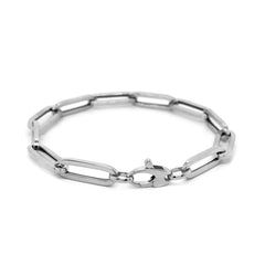 14K White Gold Extra Wide Paperclip Chain Bracelet