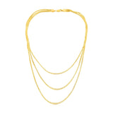 14k Yellow Gold Three Strand Herringbone Chain Necklace