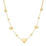 14k Yellow Gold Puff Heart Adjustable Necklace