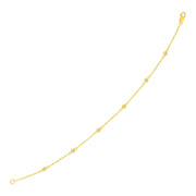 14k Yellow Gold 7 inch Bracelet with Diamond Stations (3.30 mm)