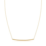 14k Yellow Gold Thin Textured Bar Necklace
