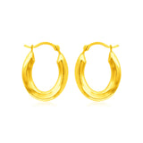 14k Yellow Gold Polished Oval Hoop Earrings