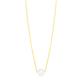 14k Yellow Gold Pearl Solitaire Necklace
