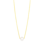 14k Yellow Gold 7mm Pearl Solitaire Necklace