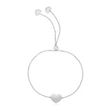 14k White Gold Adjustable Heart Bracelet (0.90 mm)