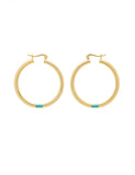 Gold Turquoise Stone Hoop by Short & Suite