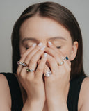 Silver Pink Bezel Oval Gold Stone Ring by Short & Suite