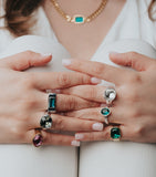 Silver Blue Rectangle Stone Ring by Short & Suite