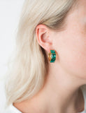 Emerald 3-Stone Hoop Earrings by Short & Suite