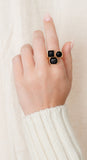 Black Stone Adjustable Ring by Short & Suite