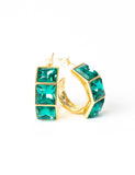 Emerald 3-Stone Hoop Earrings by Short & Suite