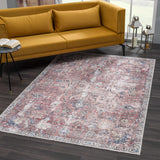 Burgundy Holi-2303 Washable Area Rug