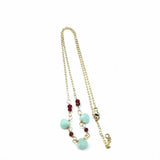 Dainty Gold Chain Mint and Hot Pink Gemstone Necklace by Alexa Martha Designs