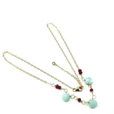 Dainty Gold Chain Mint and Hot Pink Gemstone Necklace by Alexa Martha Designs