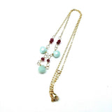 Dainty Gold Chain Mint and Hot Pink Gemstone Necklace by Alexa Martha Designs