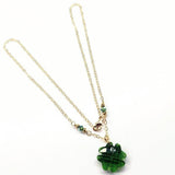 Dark Green Sparkly Crystal Lucky Clover Necklace by Alexa Martha Designs