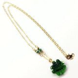 Dark Green Sparkly Crystal Lucky Clover Necklace by Alexa Martha Designs