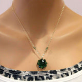 Dark Green Sparkly Crystal Lucky Clover Necklace by Alexa Martha Designs